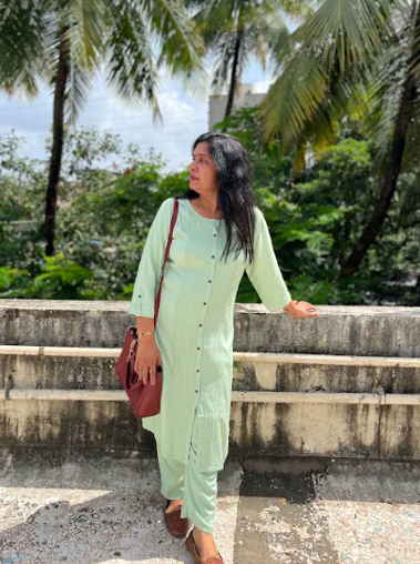 Pastel Green 2 piece Kurta Set with Button Detailing
