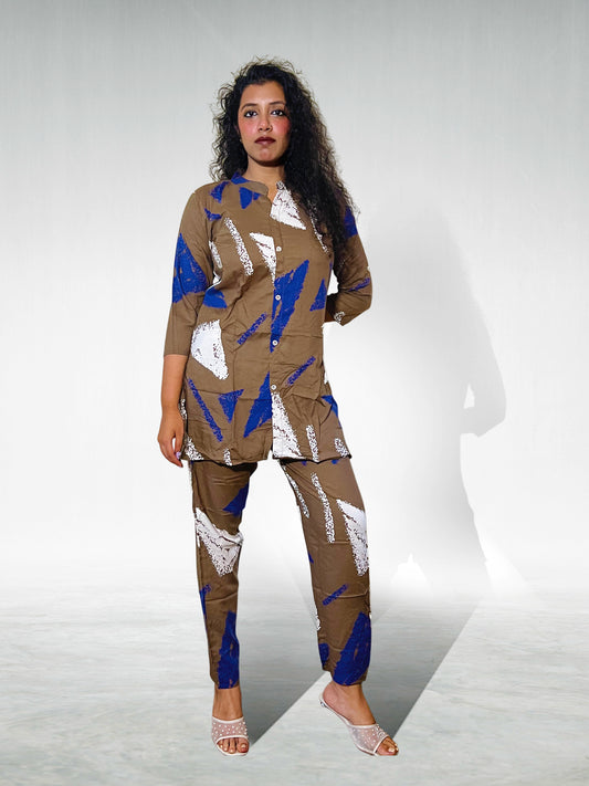 Multicolor Printed Rayon Cotton Co-ord Set for Women