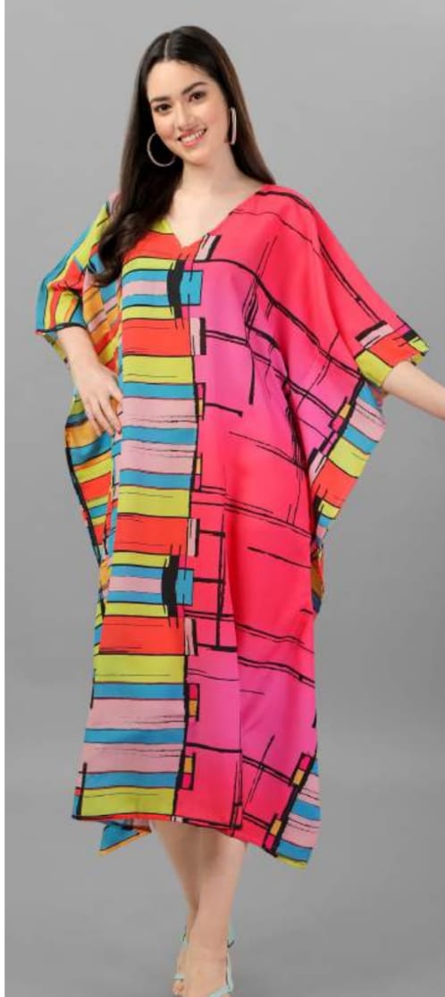 Vibrant Multicolor Printed Kaftan Dress for Women